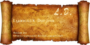 Lyancsik Dorina névjegykártya